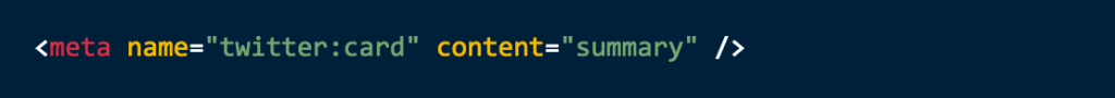 Twitter example card code you need to put on your site